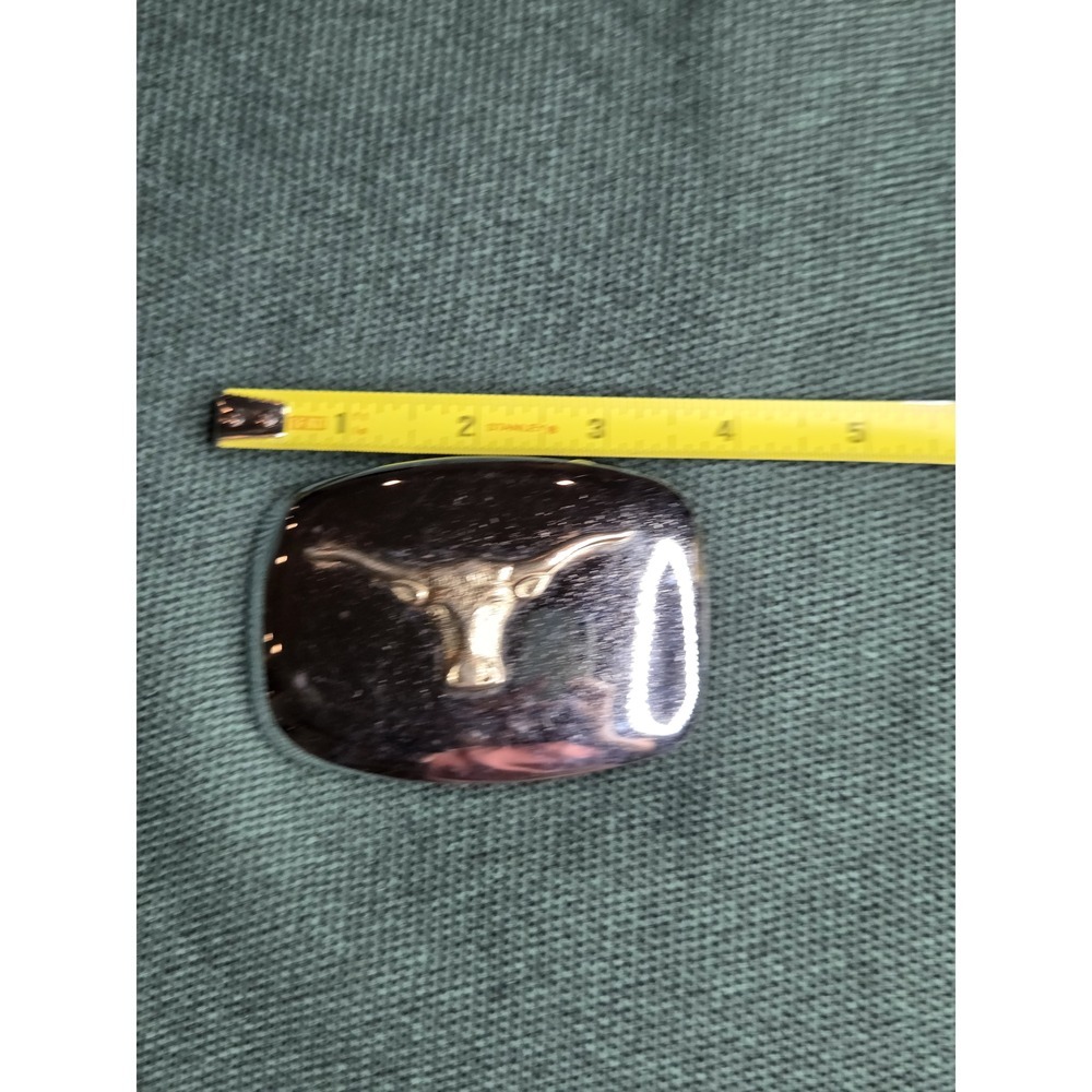 Vintage Chrome Brass Longhorn Steer Head Belt Buckle Made in USA - Picture 5 of 8